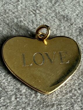 Gold Heart Pendant Necklace with LOVE Engraving - Women Jewelry
